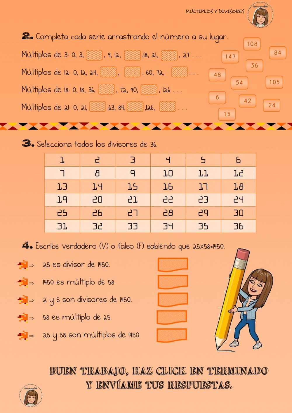 Múltiplos y divisores
