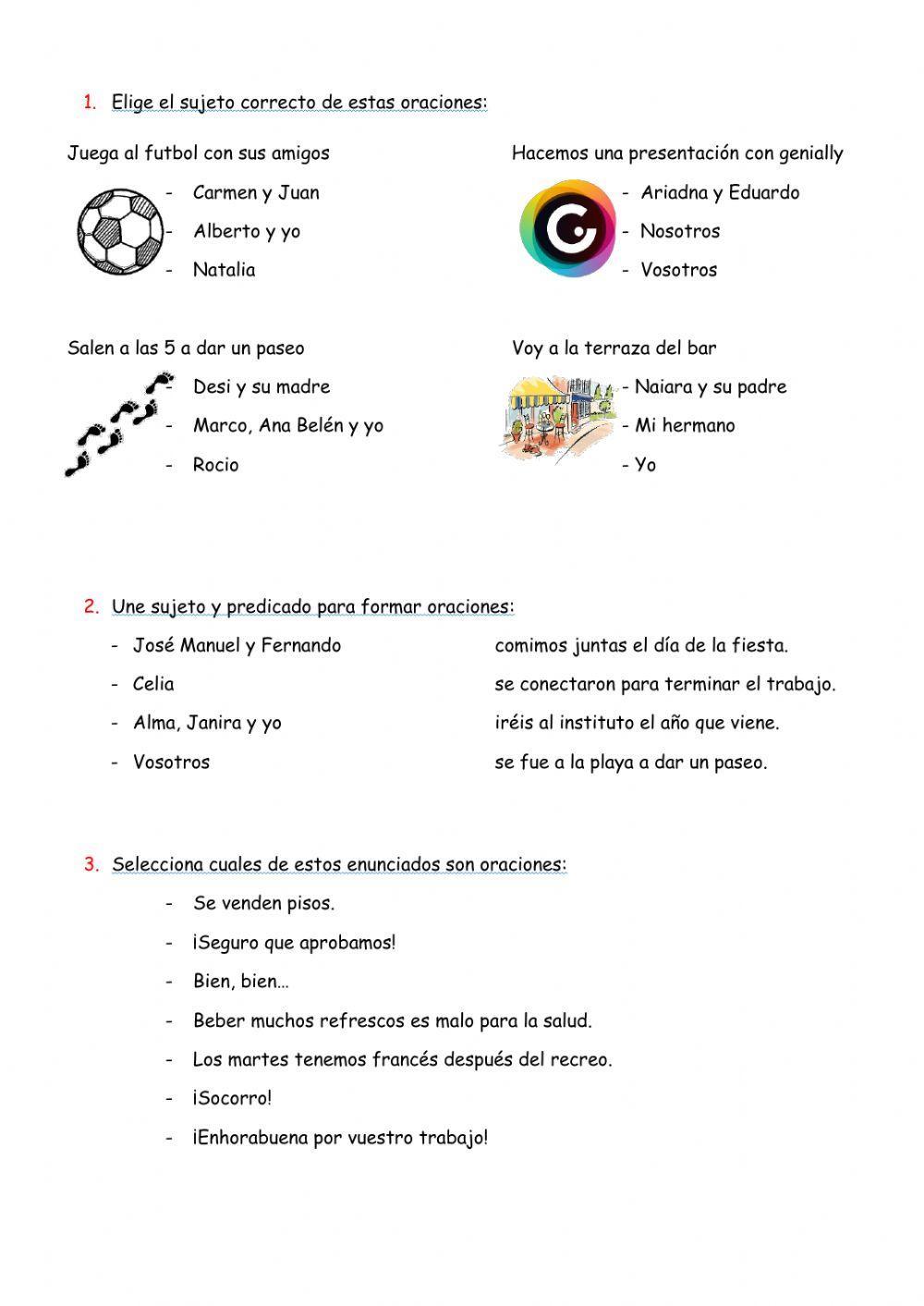 Oraciones-sujeto y predicado