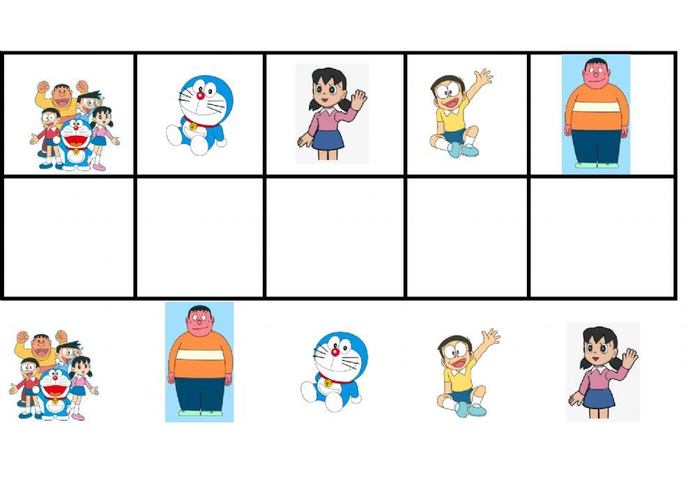 Asociación imágenes iguales.Doraemon