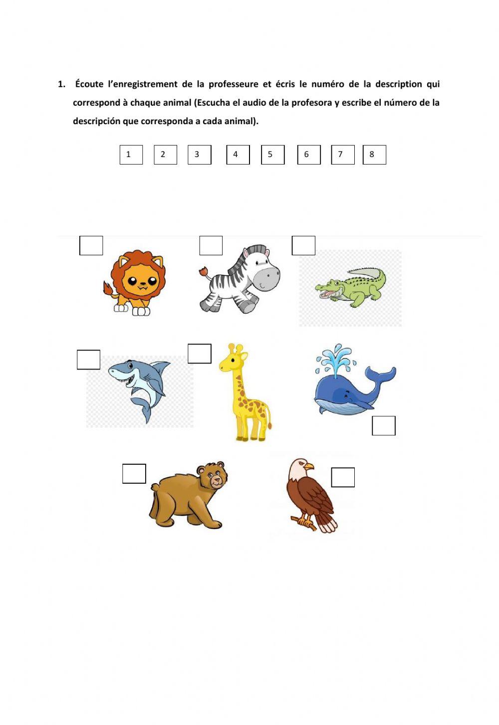 Les animaux sauvages interactive exercise