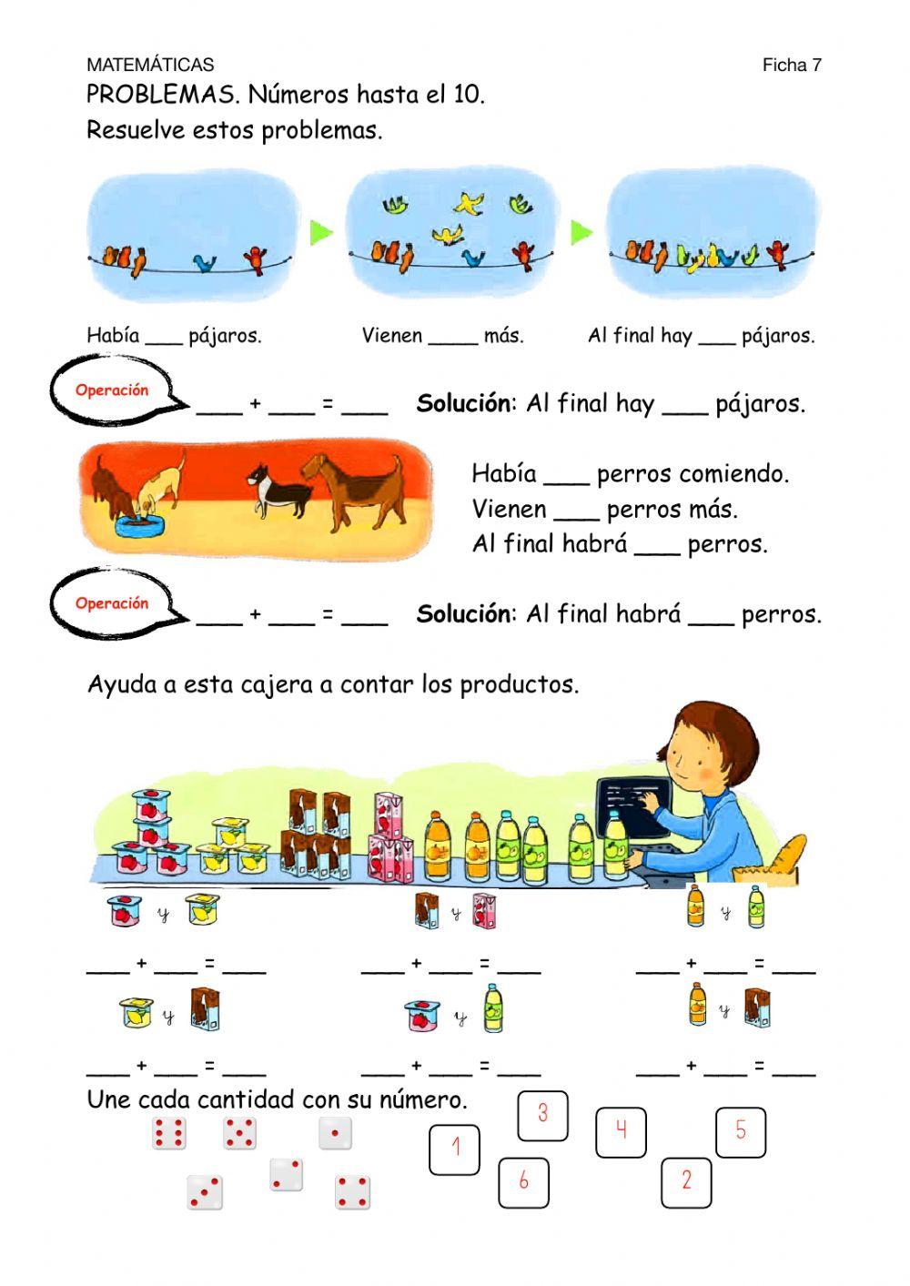 Matemáticas-Ficha 7-Problemas y sumas