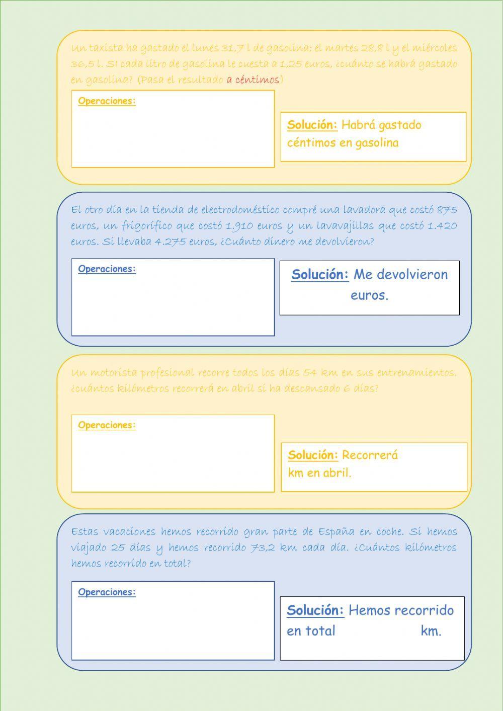 Problemas con decimales