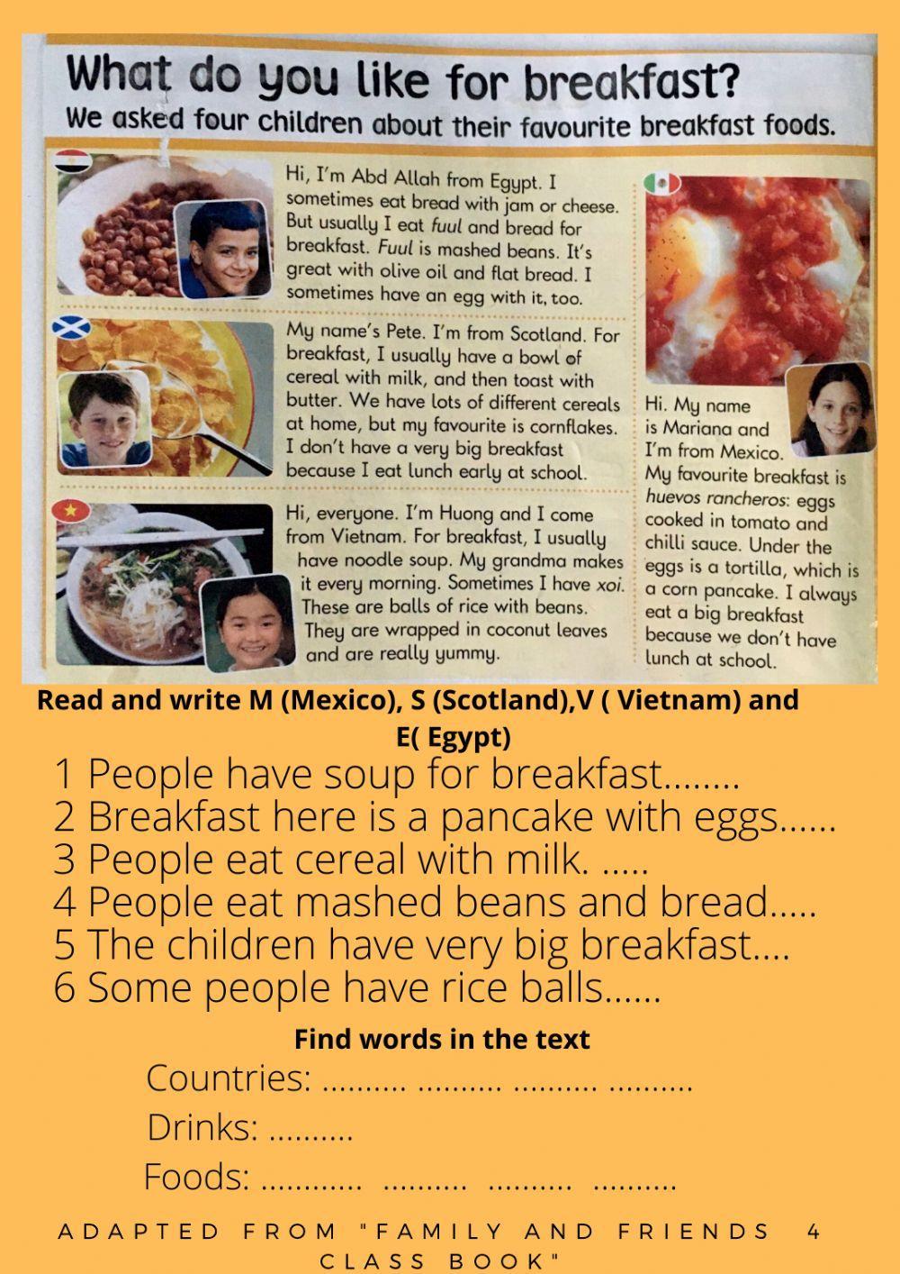 What do you like for breakfast)