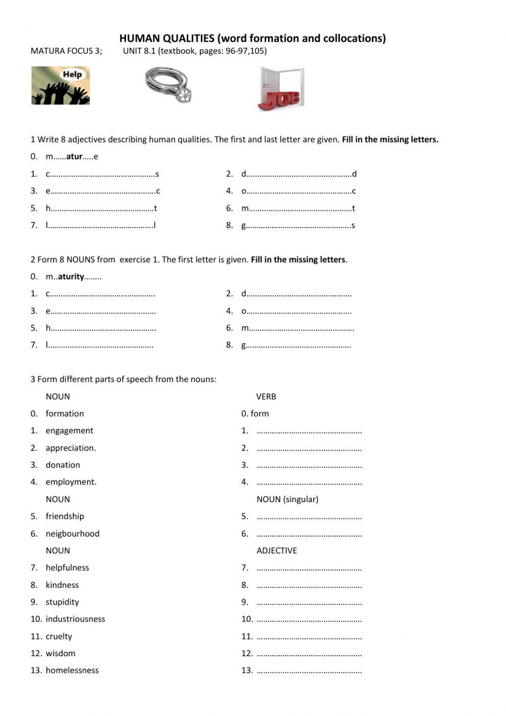 Human qualities suffixes and collocations FOCUS3