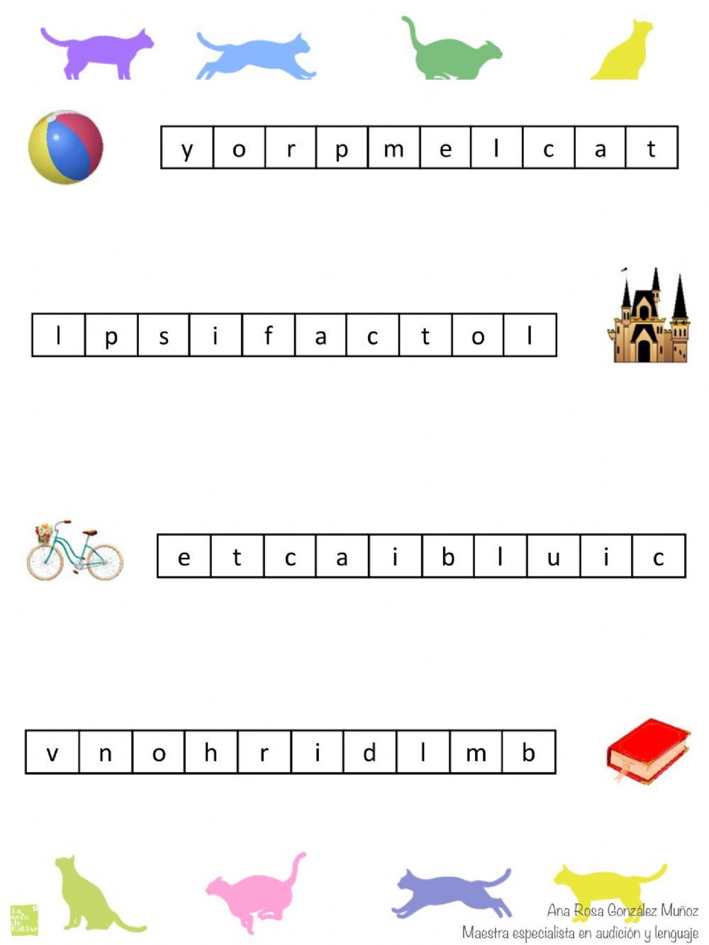 Selecciona las letras para formar la palabra que representa la imagen