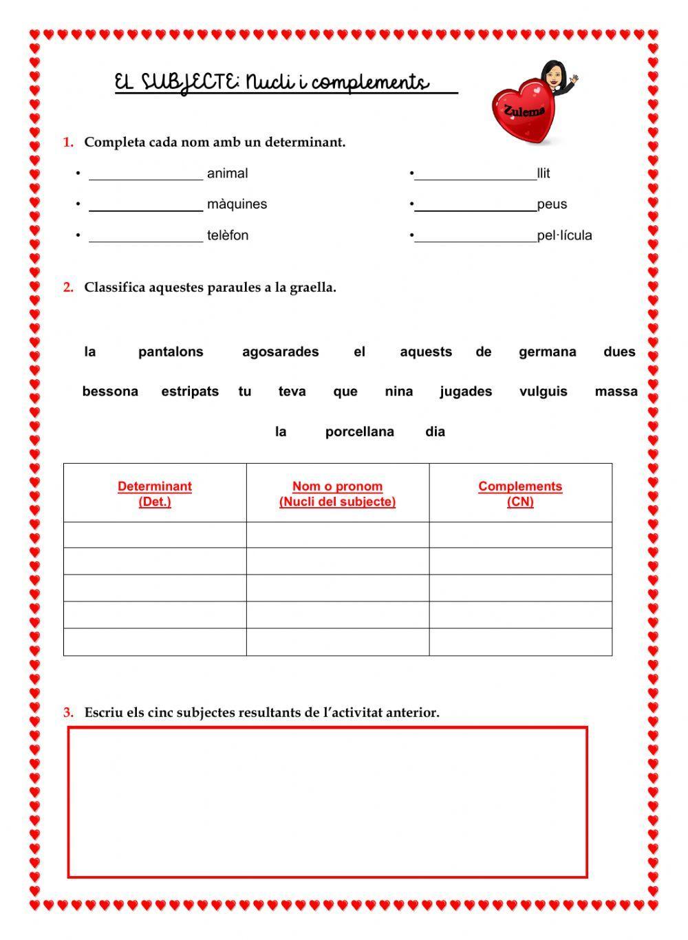 Subjecte: nucli i complements