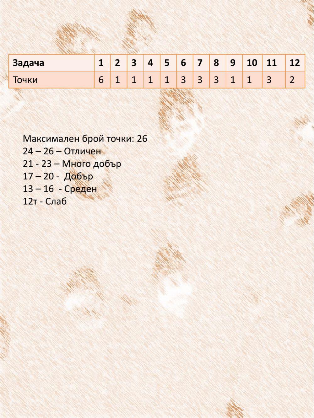 Изходно ниво по български език