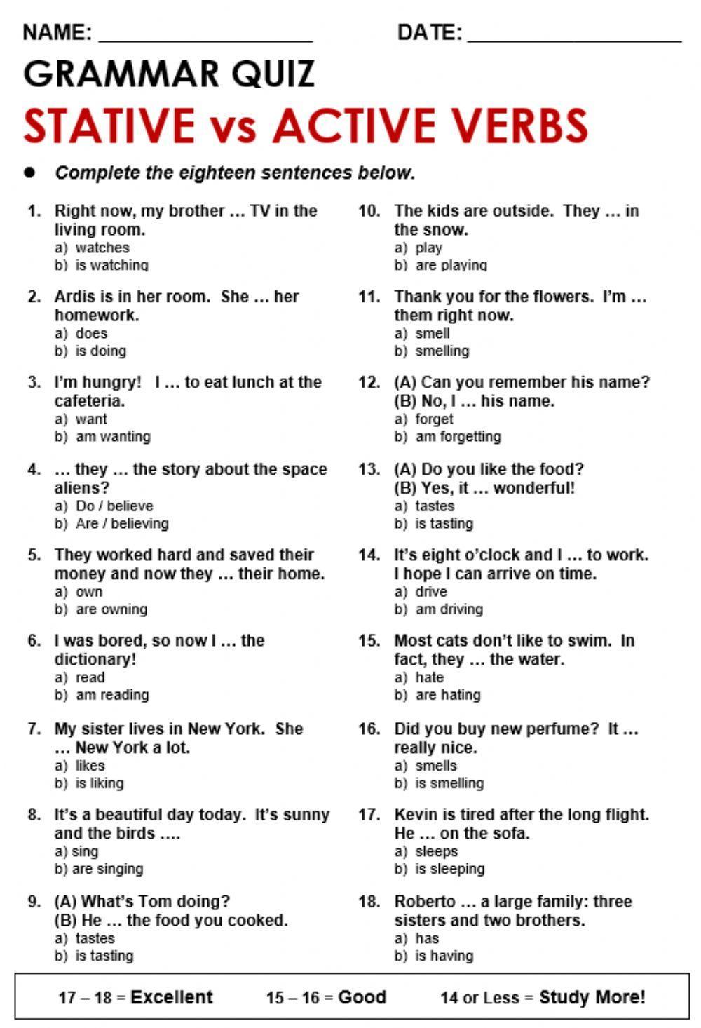 Present Simple or Continuous - Stative verbs