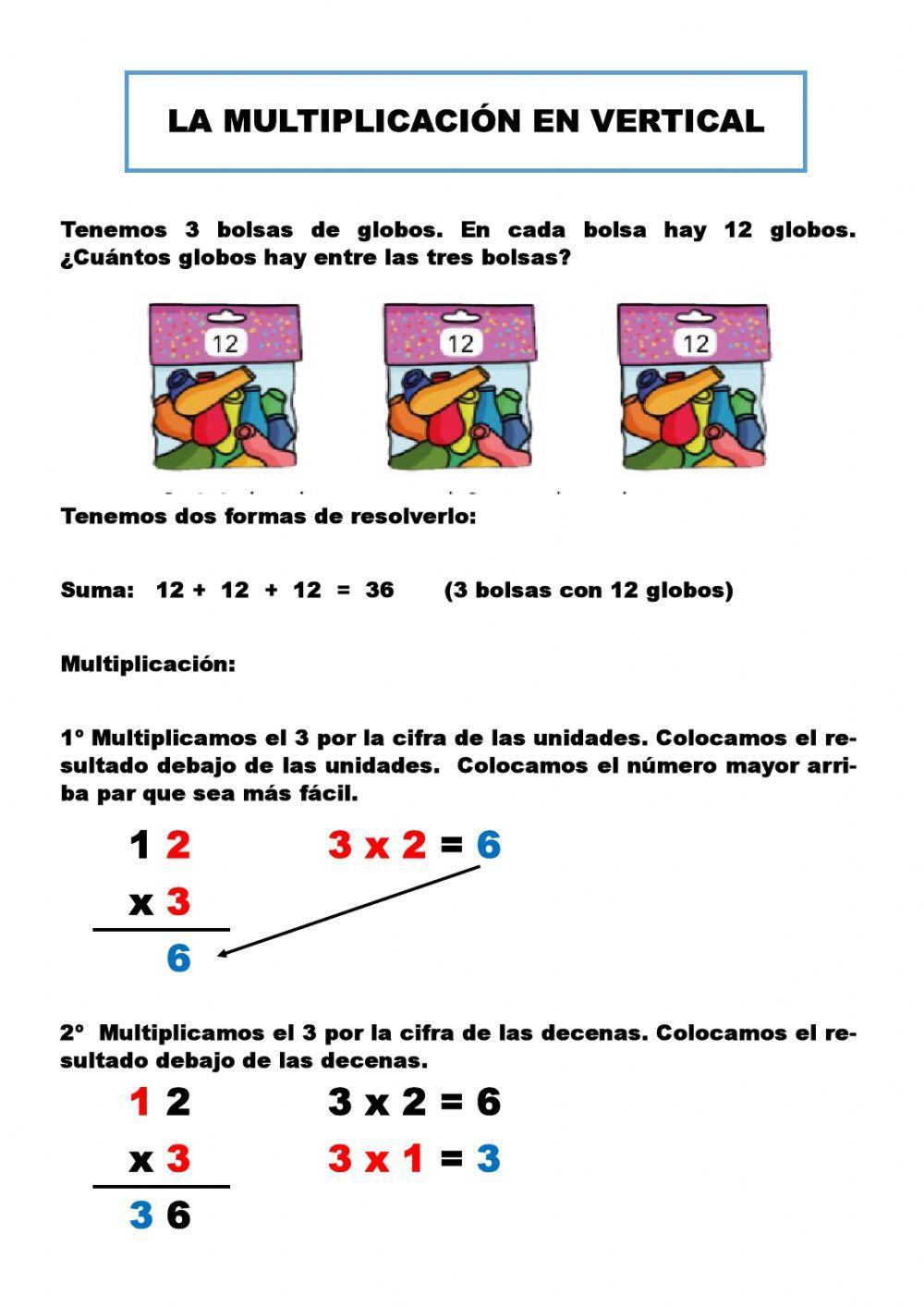 Inicio de multiplicación en vertical