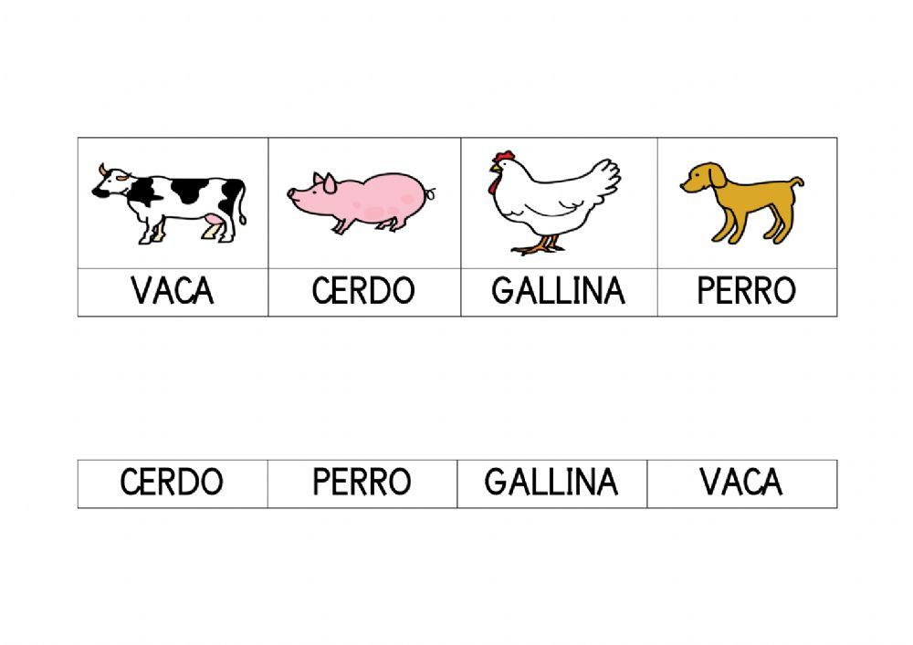 Animales: unir con flechas animal y palabra.