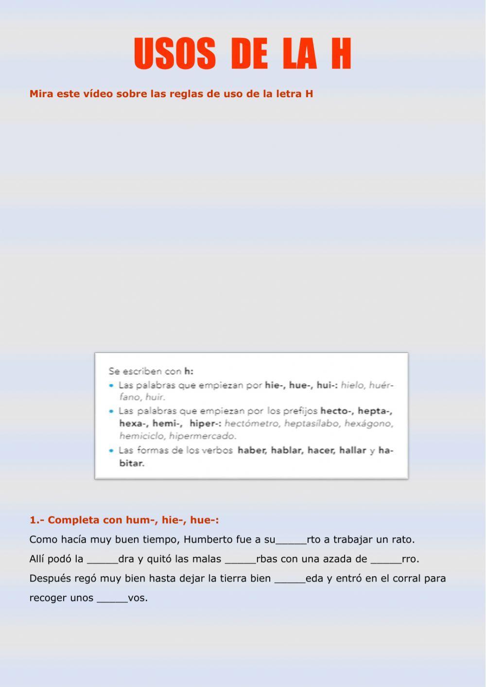Usos de la h