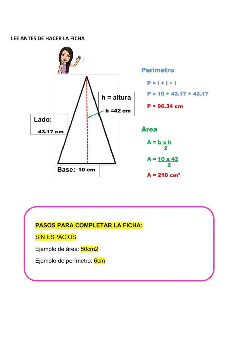 Áreas y perímetros de triángulos
