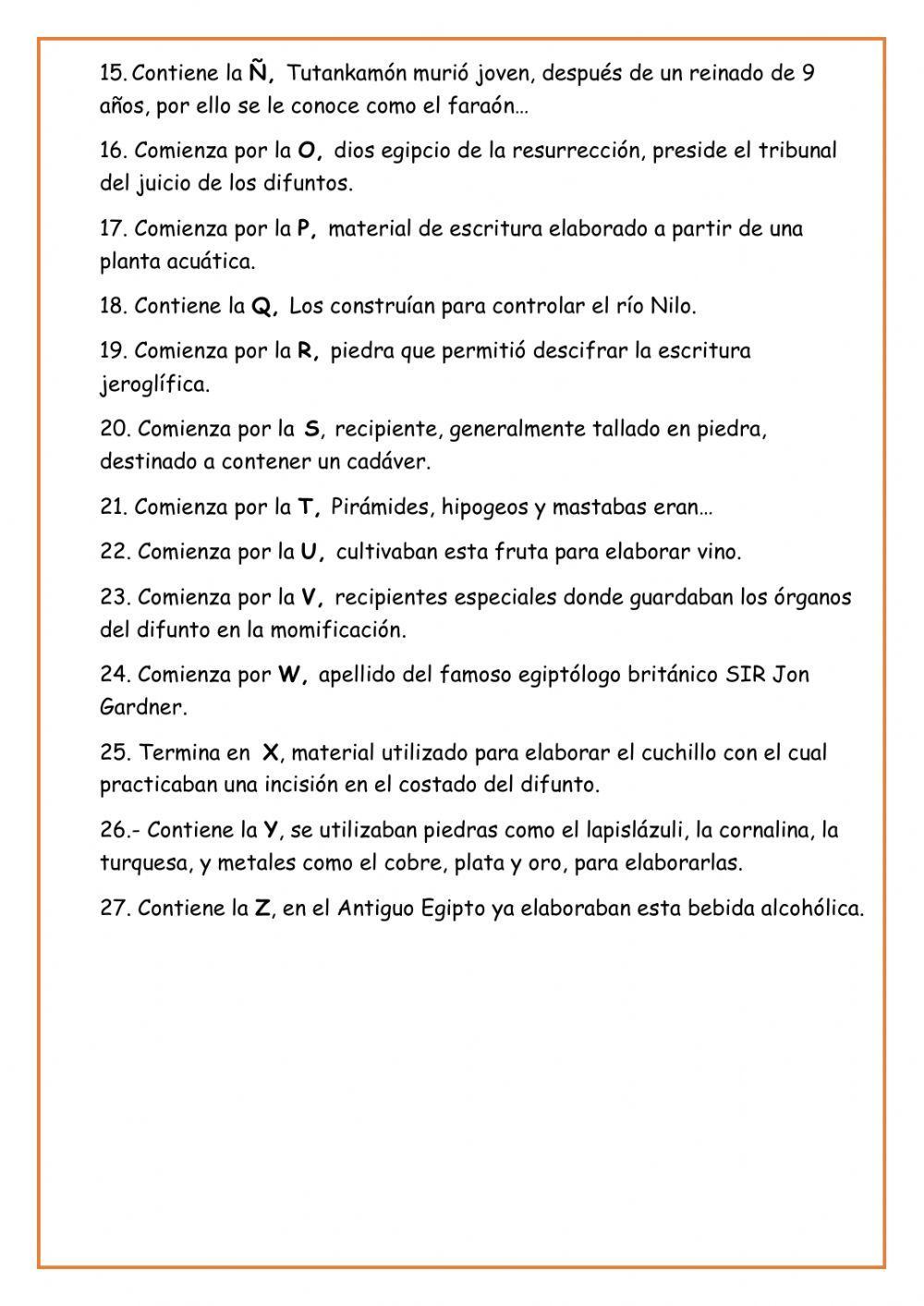 Pasapalabra Antiguo Egipto