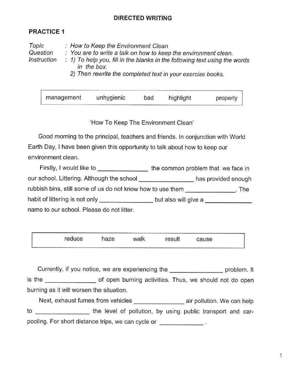 TALK on how to keep the Environment Clean