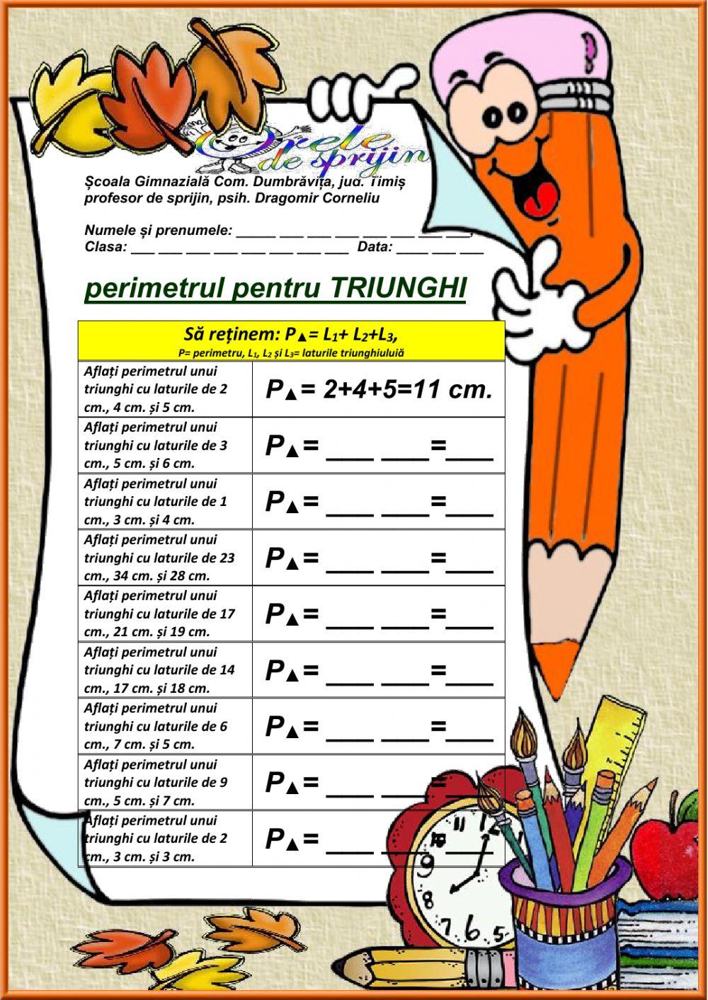 Perimetrul pentru triunghi