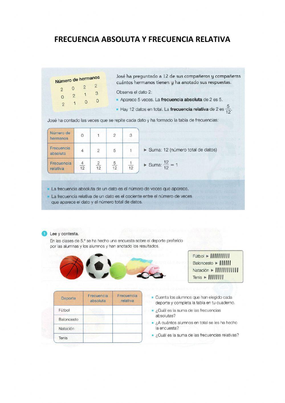 Frecuencia Relativa y Absoluta Frecuencia Relativa y Absoluta
