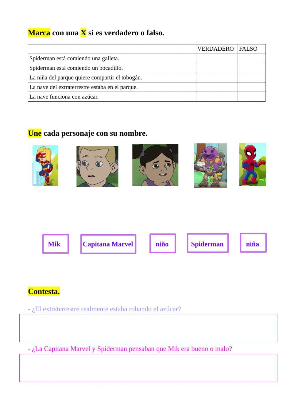Comprensión básica vídeo superhéroes