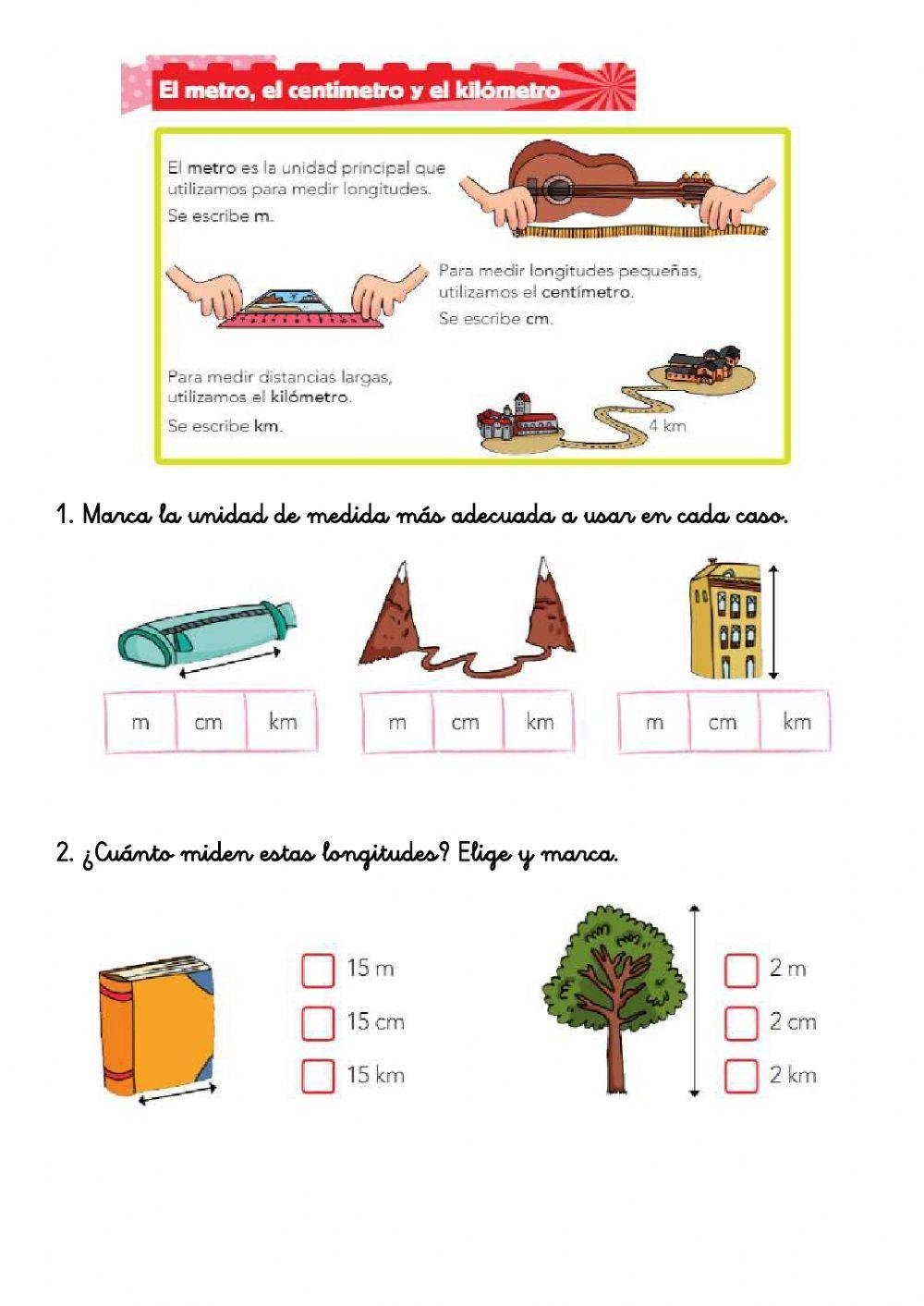 Ficha de metro, centímetro y kilómetro