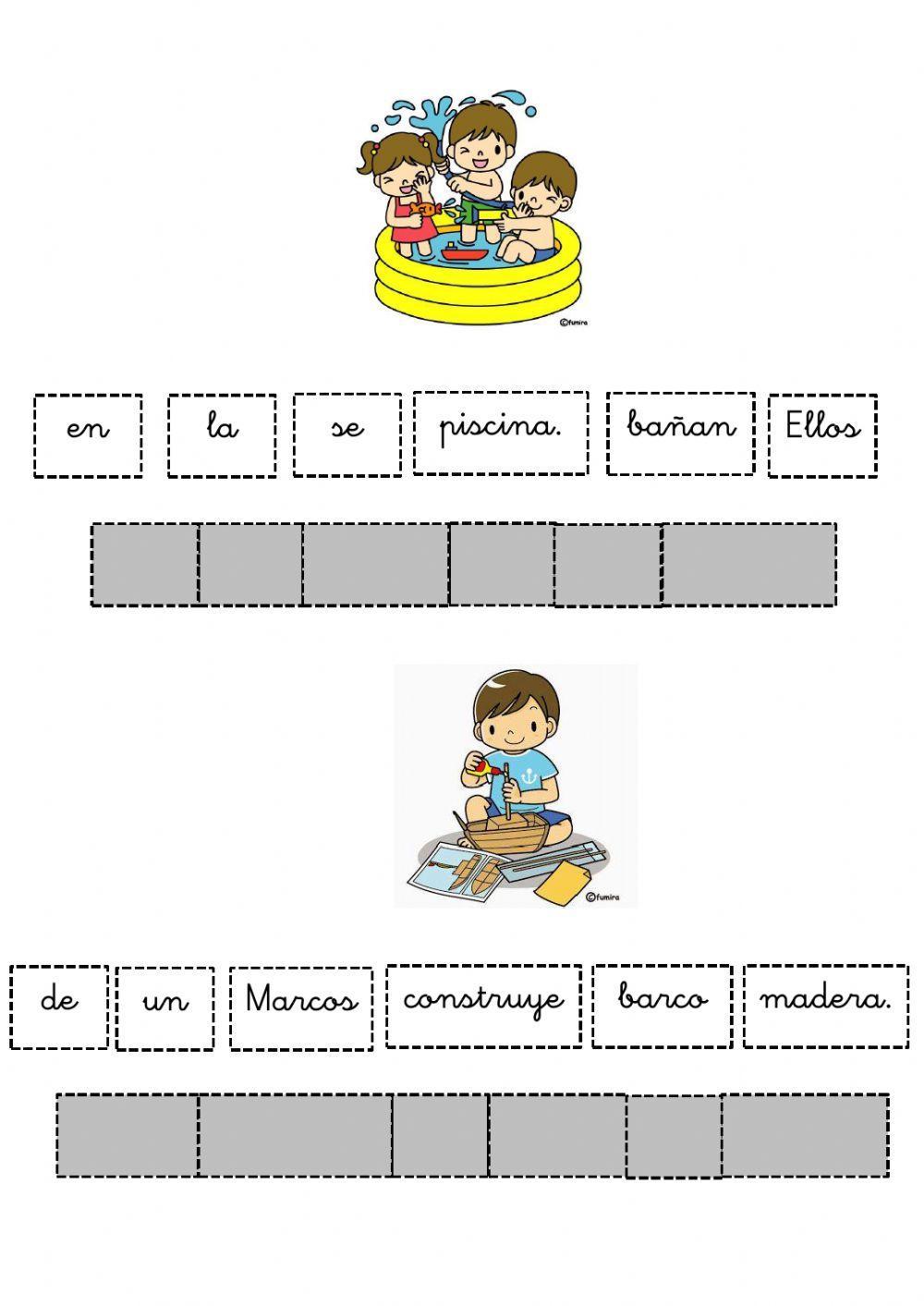 Ordena las palabras para construir oraciones.