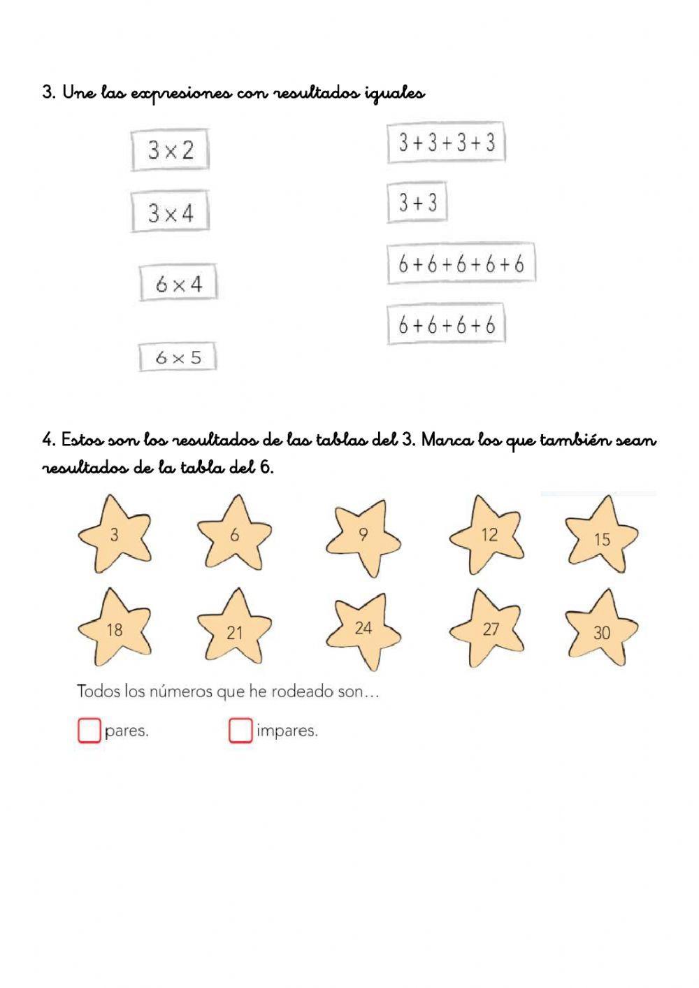Ficha tabla del 3 y del 6