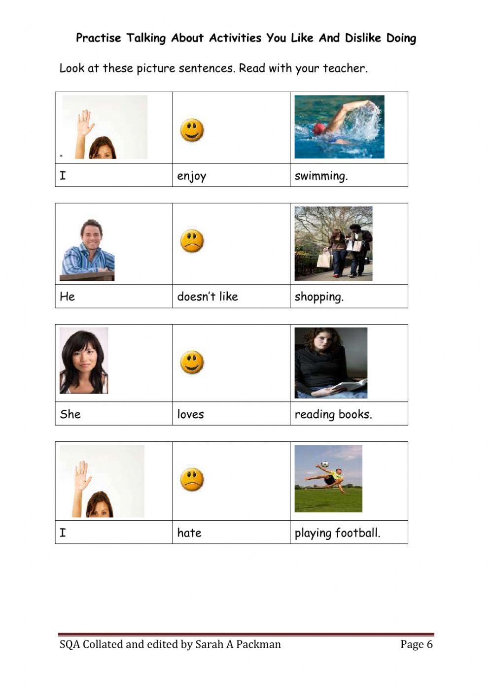 LIKE-DISLIKE VERB+ING