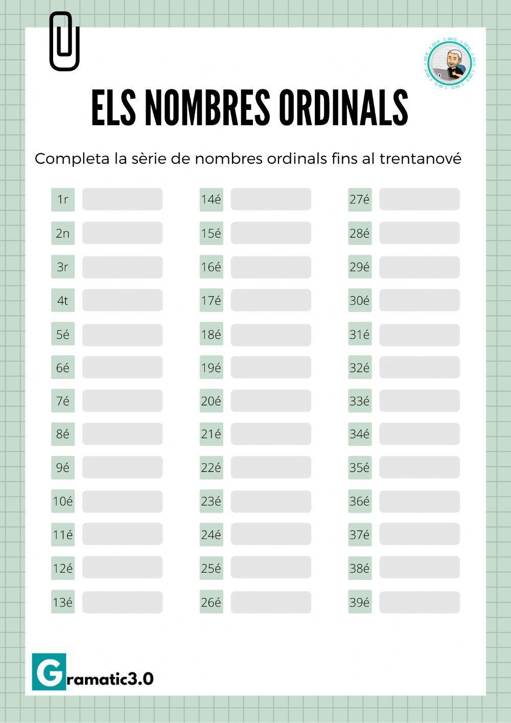 Els nombres ordinals