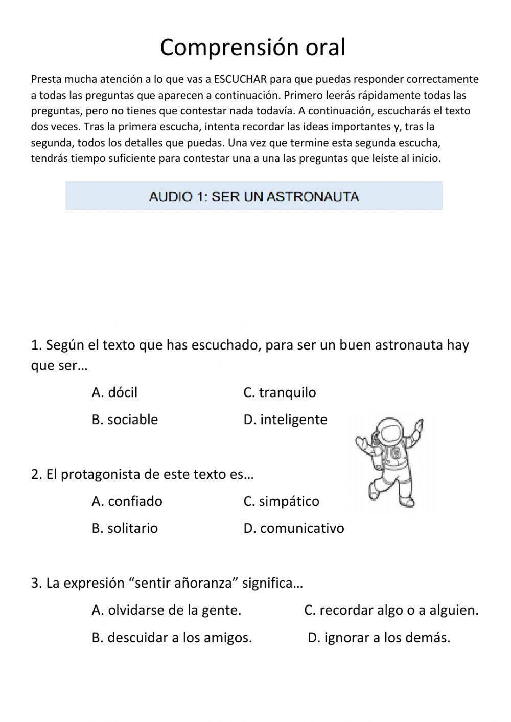 Comprensión oral Comprensión oral