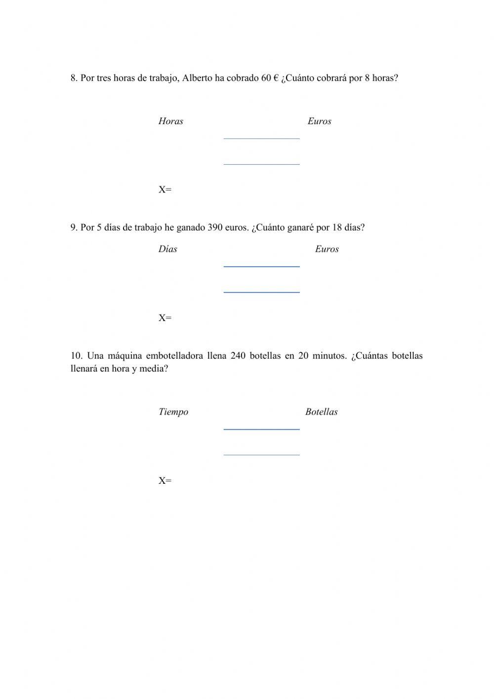 Problemas Regla de 3