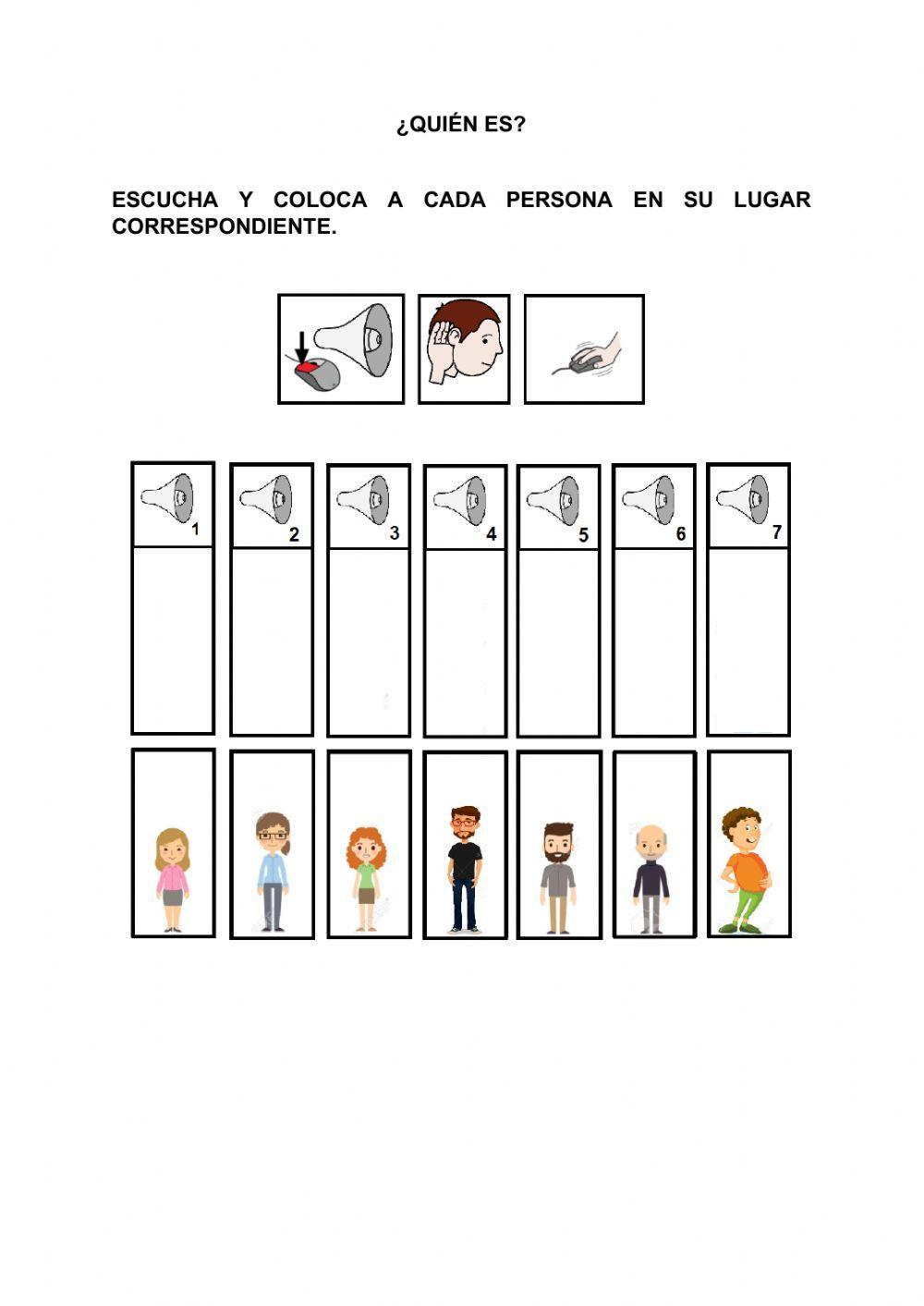 Descripciones: escucha y coloca