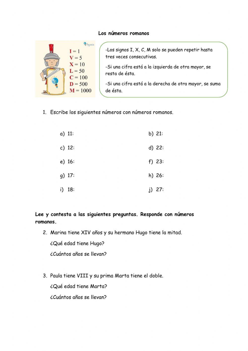 Números romanos 3º