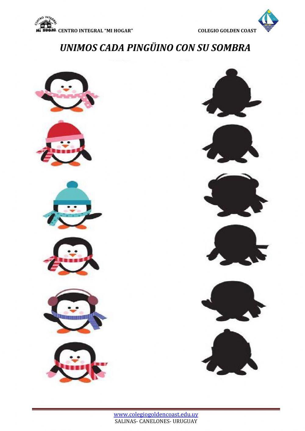 uno cada pinguino con su sombra