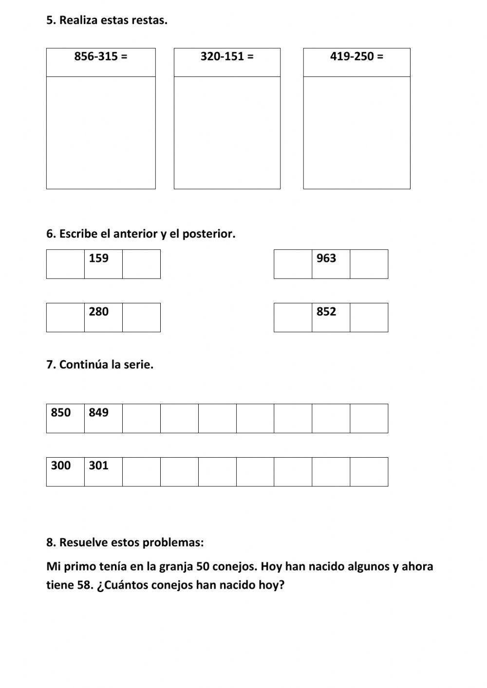 Numeración hasta el 999