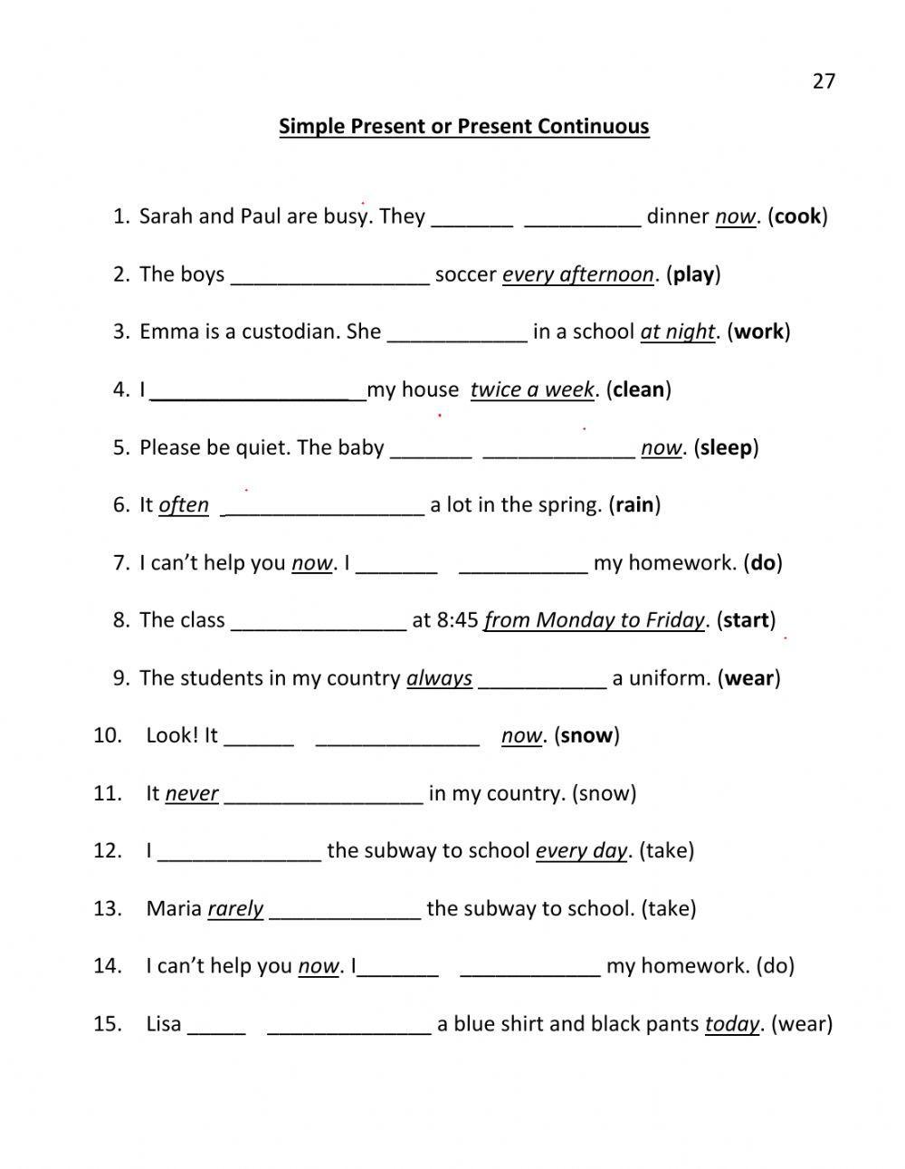 Simple present or present continuous