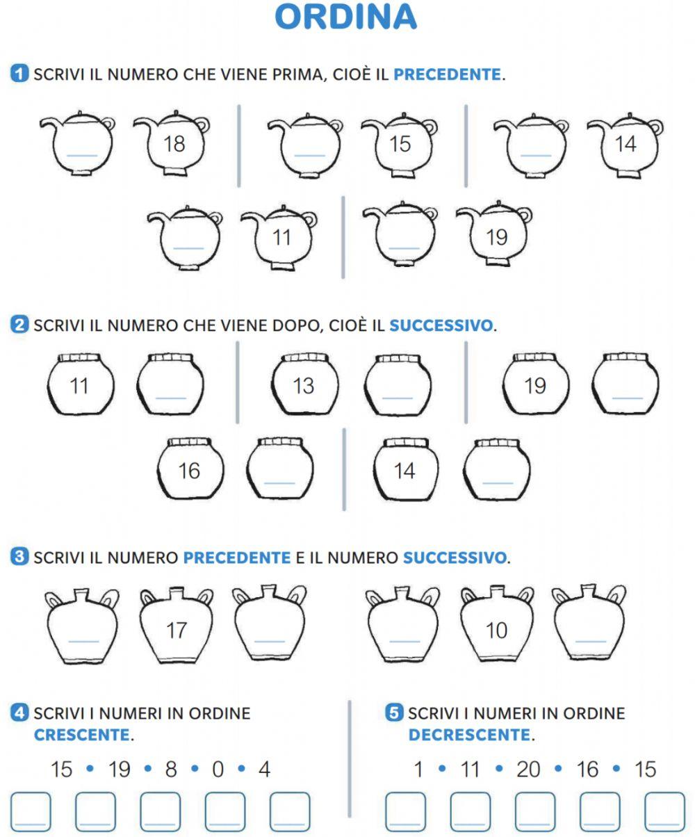 Ordina i numeri (entro il 20)-pag 49