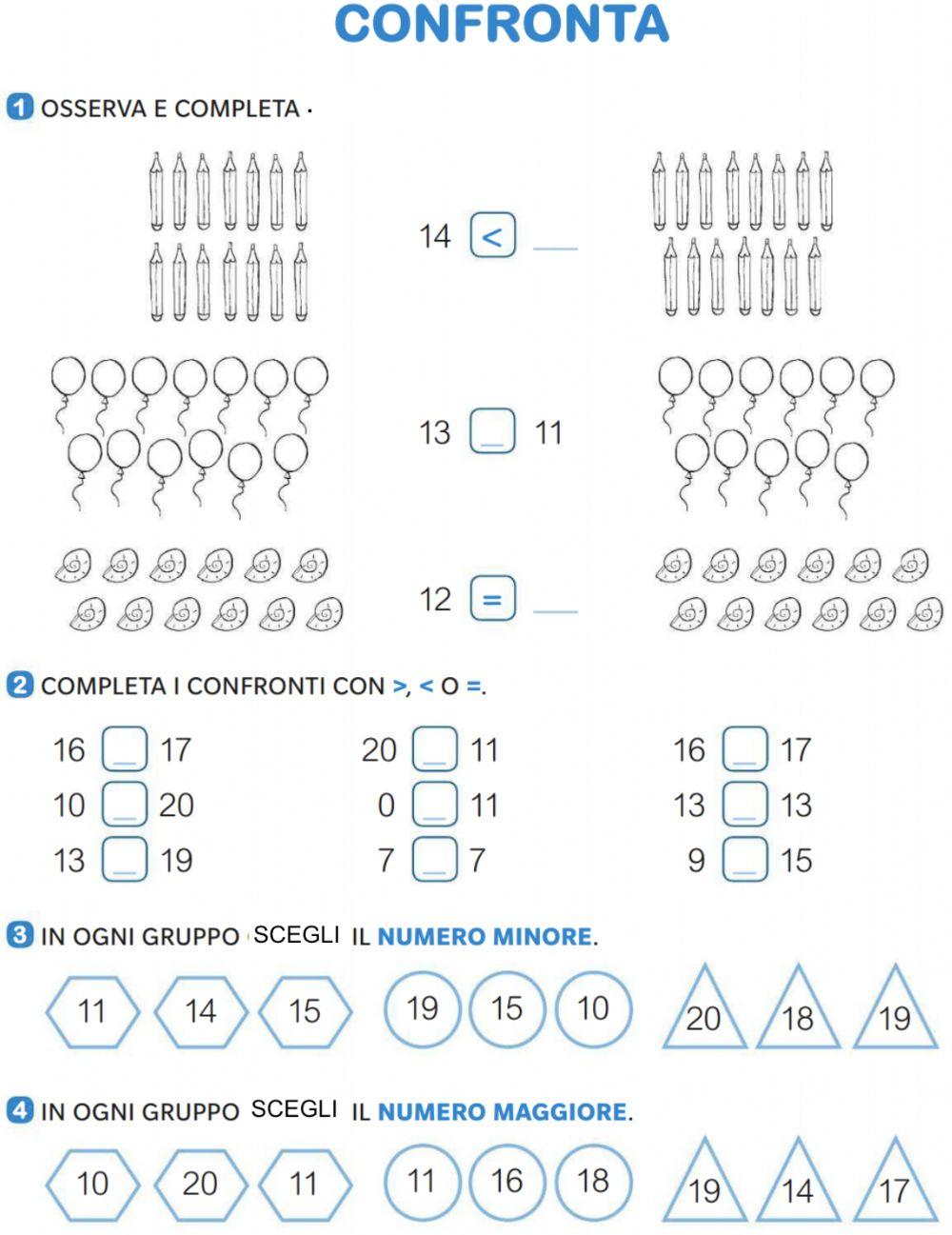 Confronta (entro il 20) pag. 50