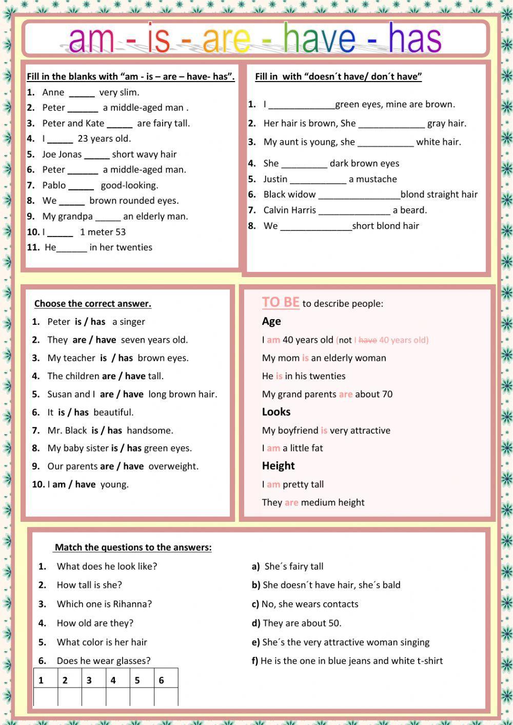 To be - have physical description