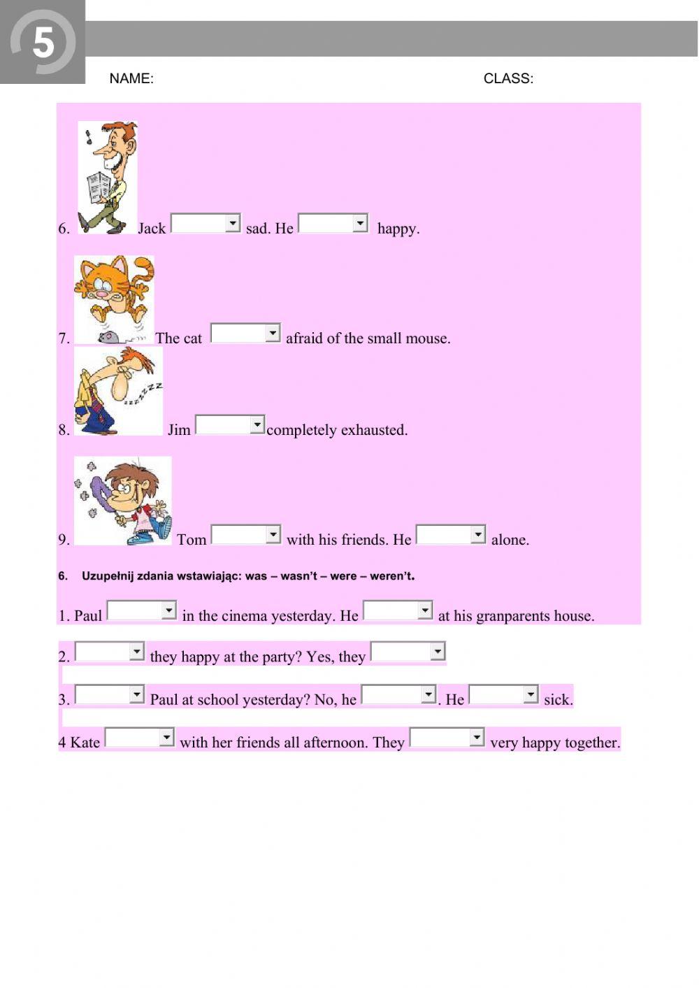 English Class A1+  Unit 5 Language Test