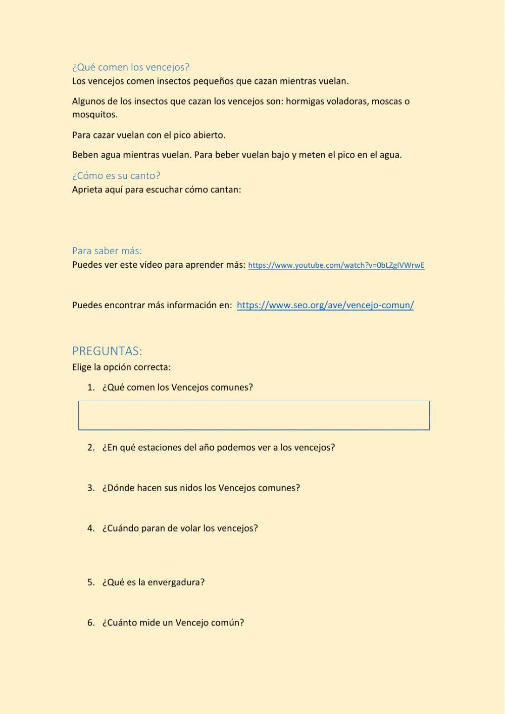 Vencejo común con audio