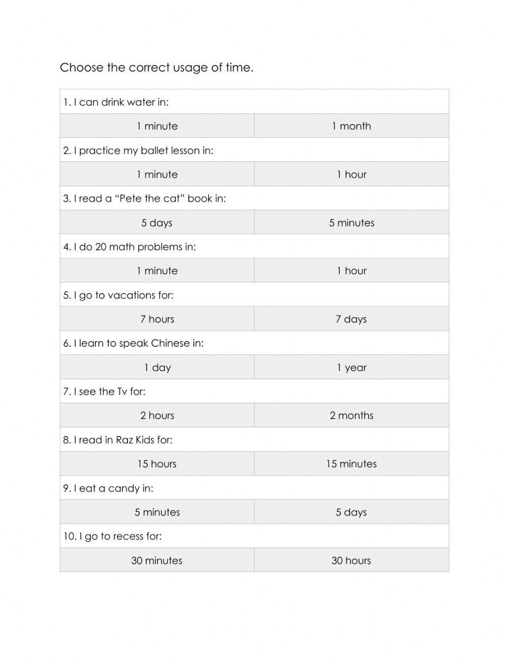 How many time do you need for?