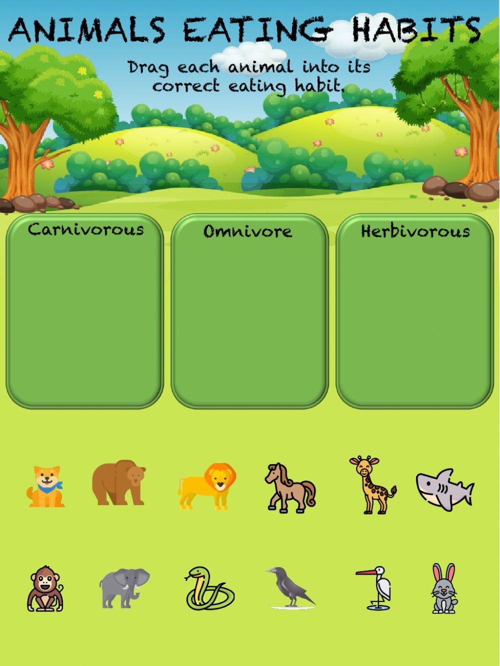 Animals Eating Habits worksheet Live Worksheets