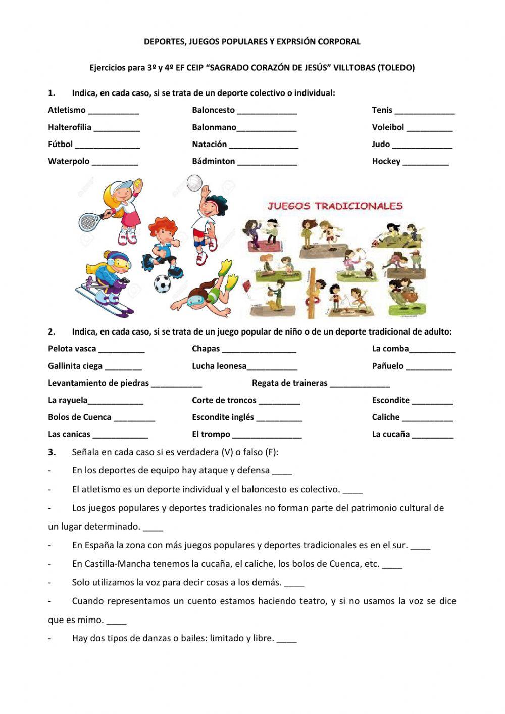 Deportes, juegos populares y expresión corporal