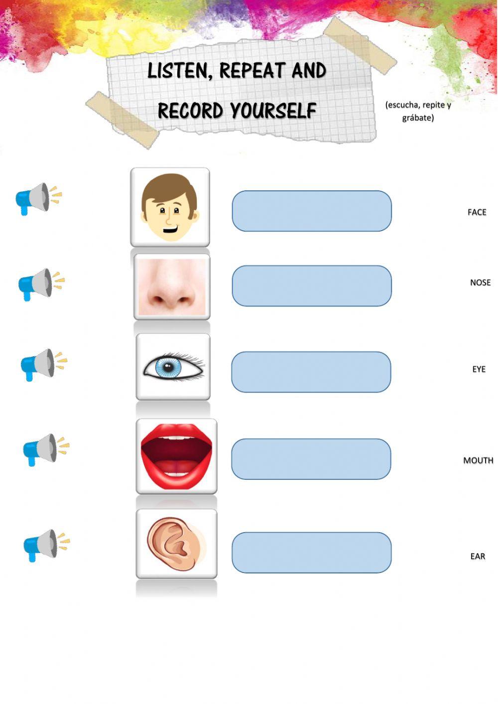 Parts of the face with animals
