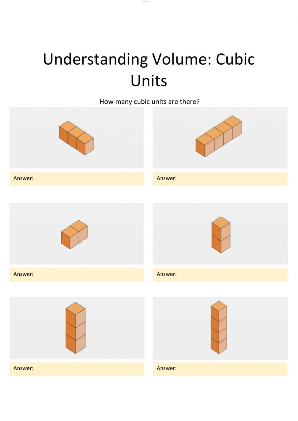 Calculating volume worksheet Live Worksheets