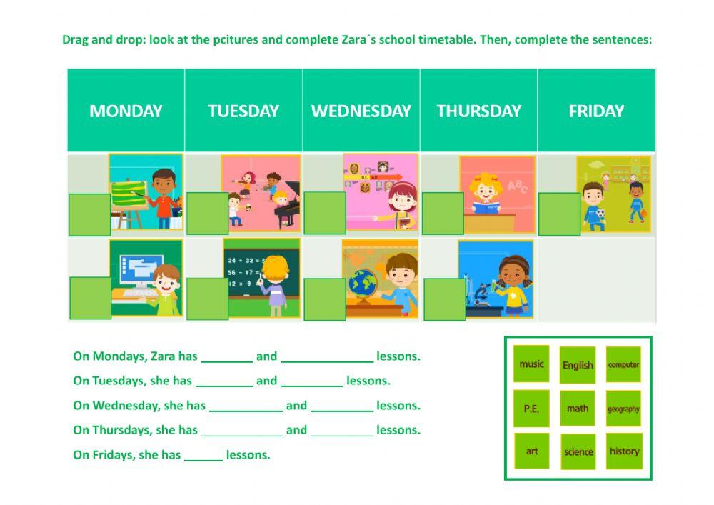 School subjects practice