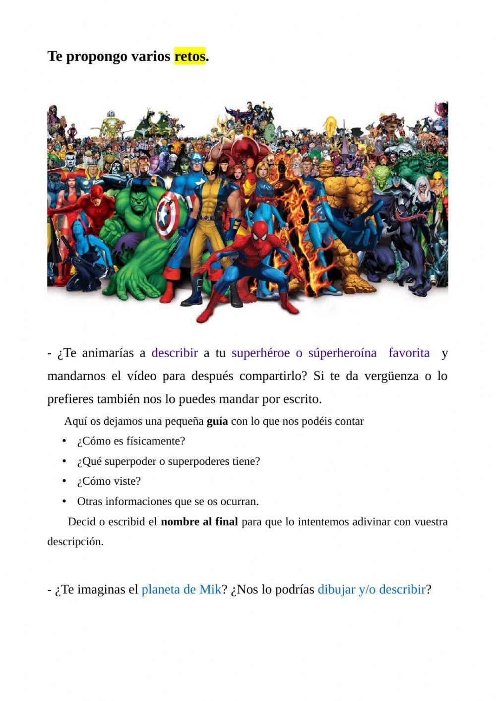 Comprensión corto Marvel