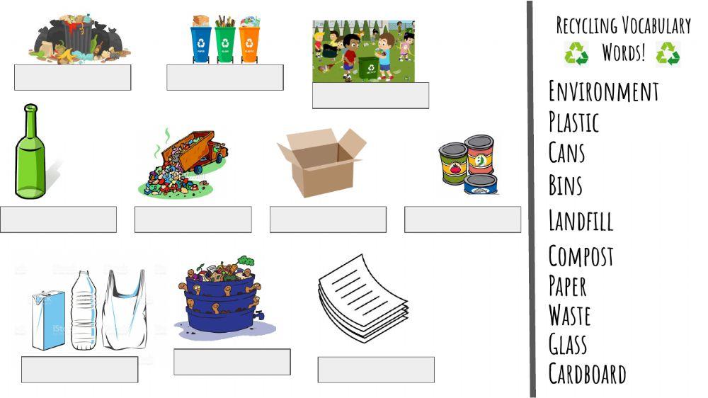 Recycling Day Vocabulary