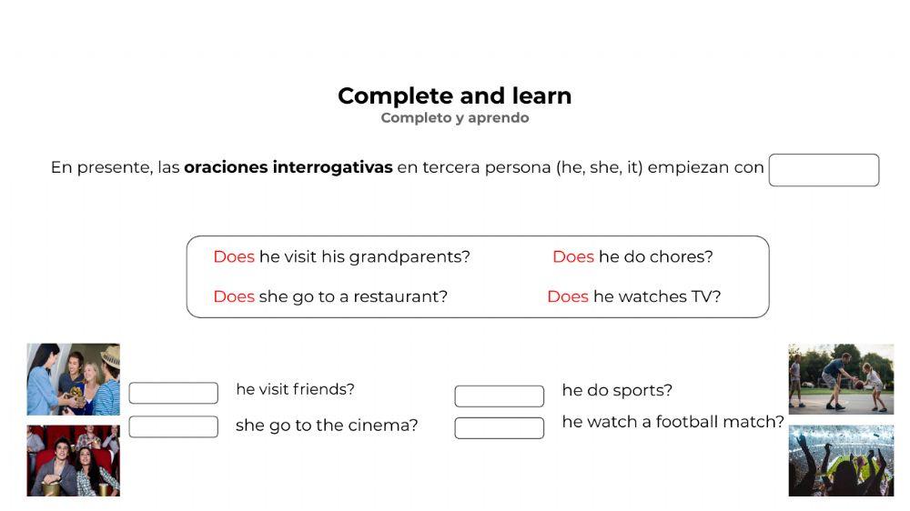 Weekly activities. Part 2