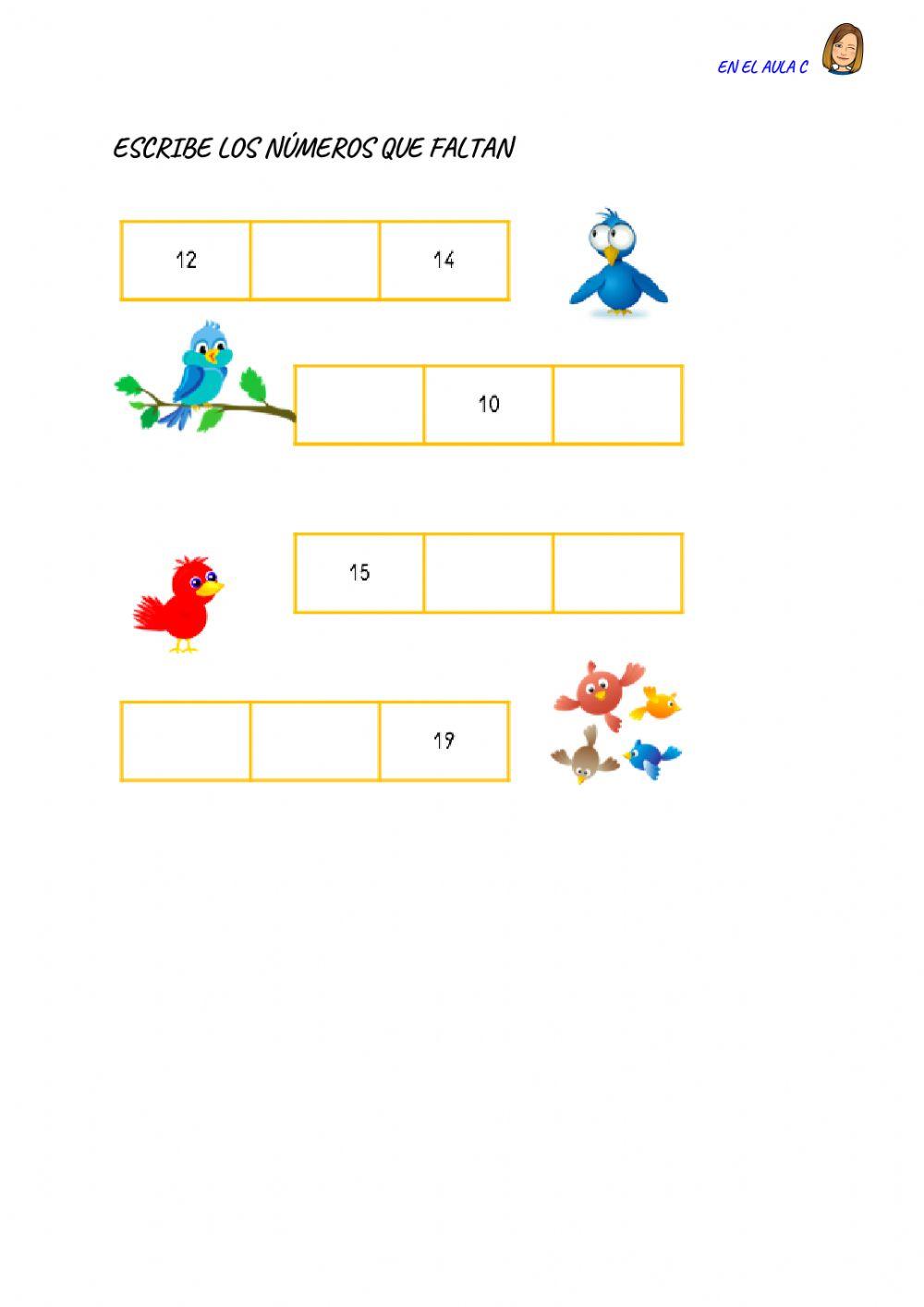 Numeros 1 al 19: serie numérica