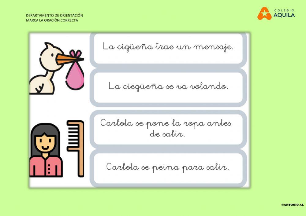 Marca la frase correcta