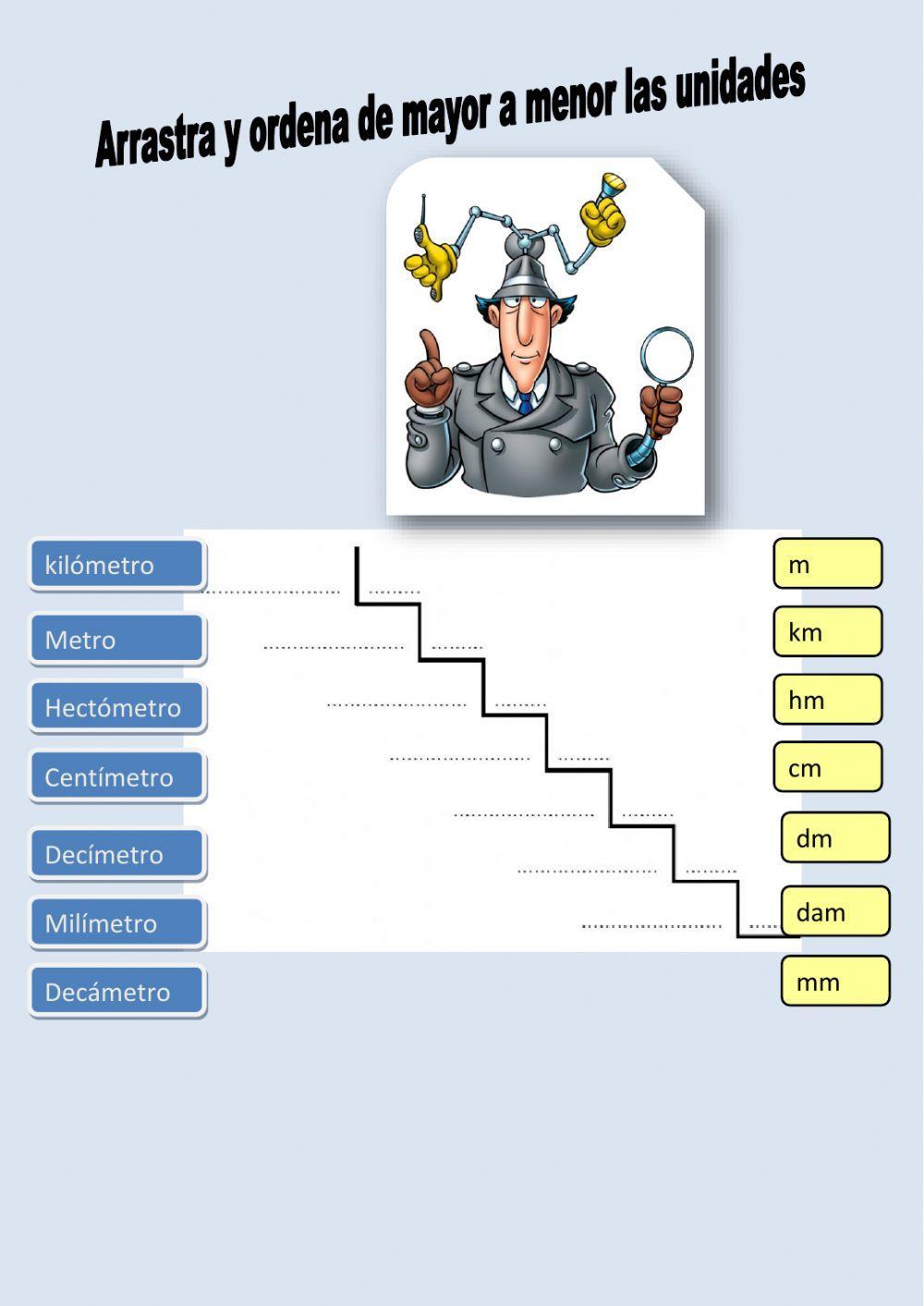 Ordenar unidades de longitud